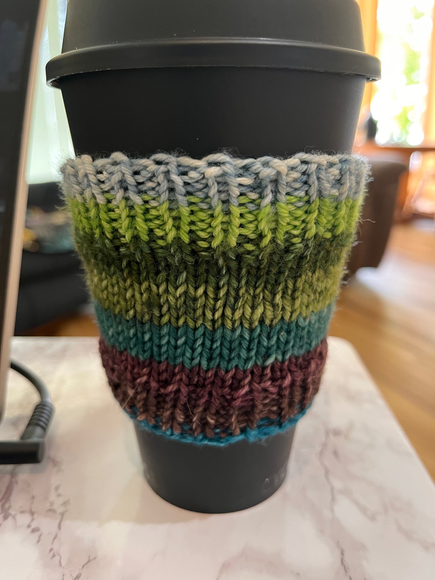 Green Striped Coffee Cozies