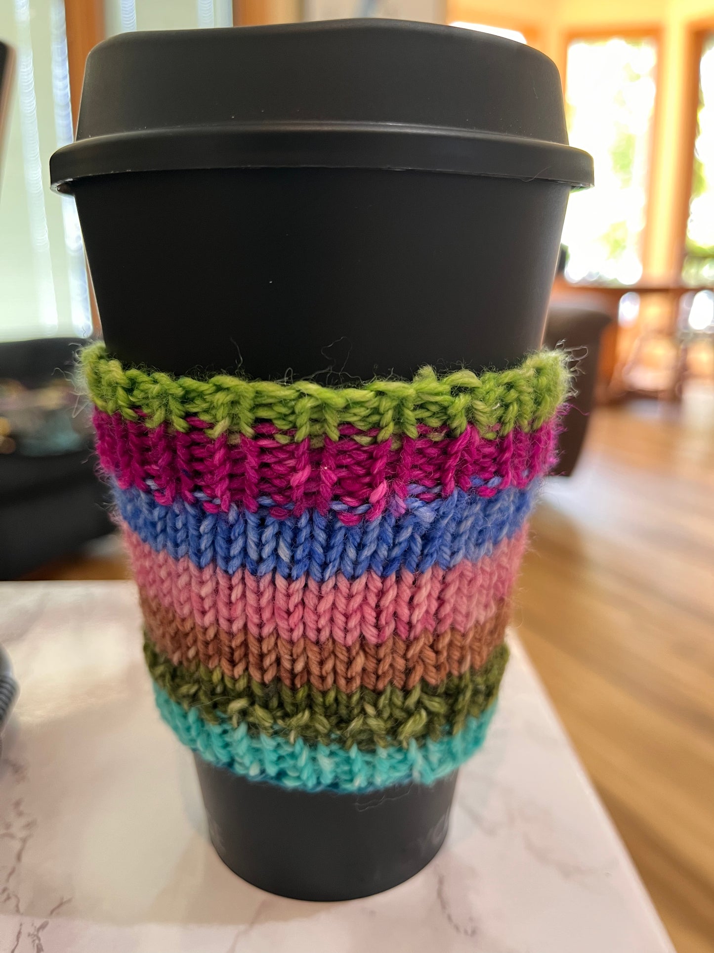 Green Striped Coffee Cozies