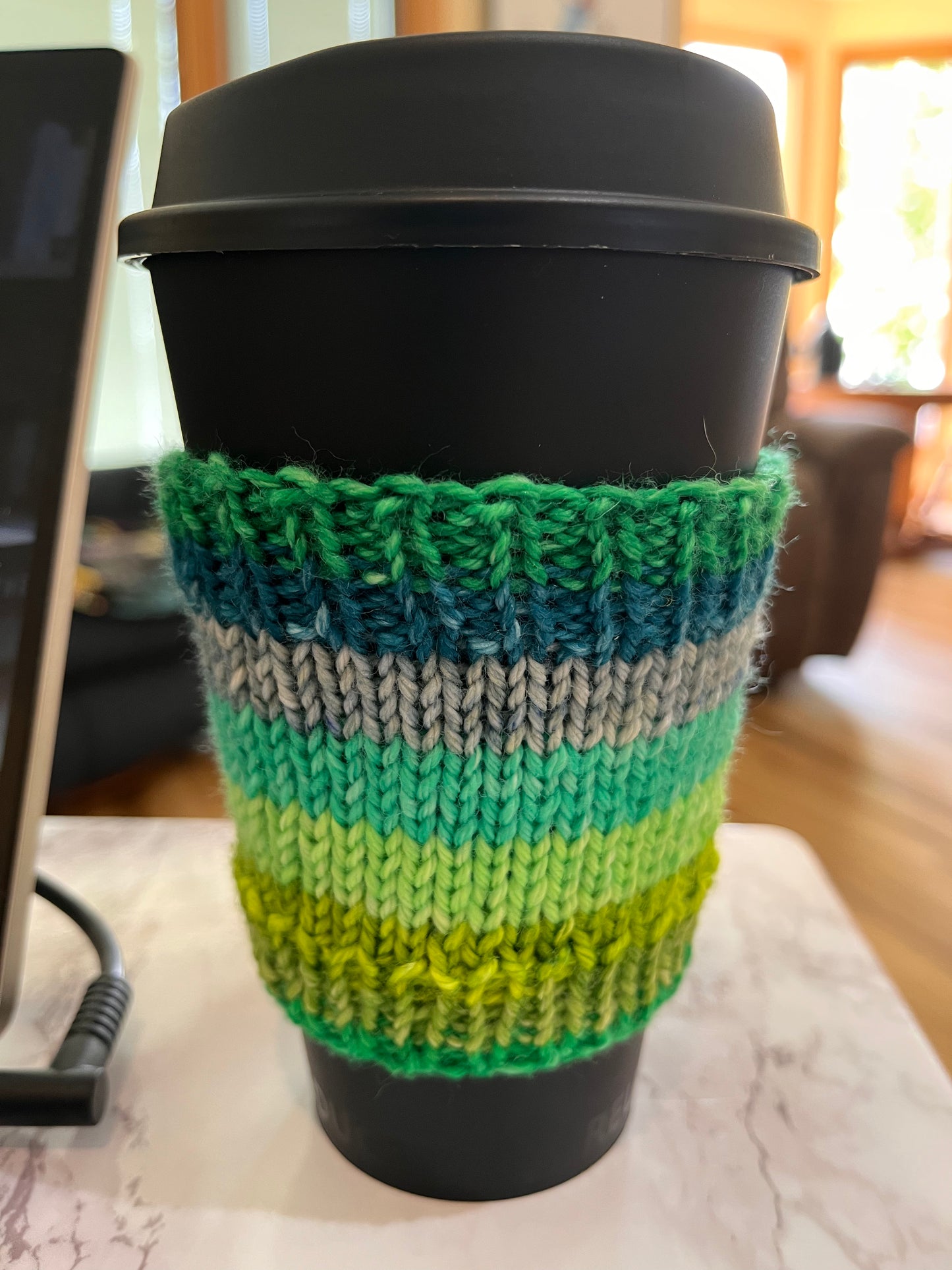 Green Striped Coffee Cozies