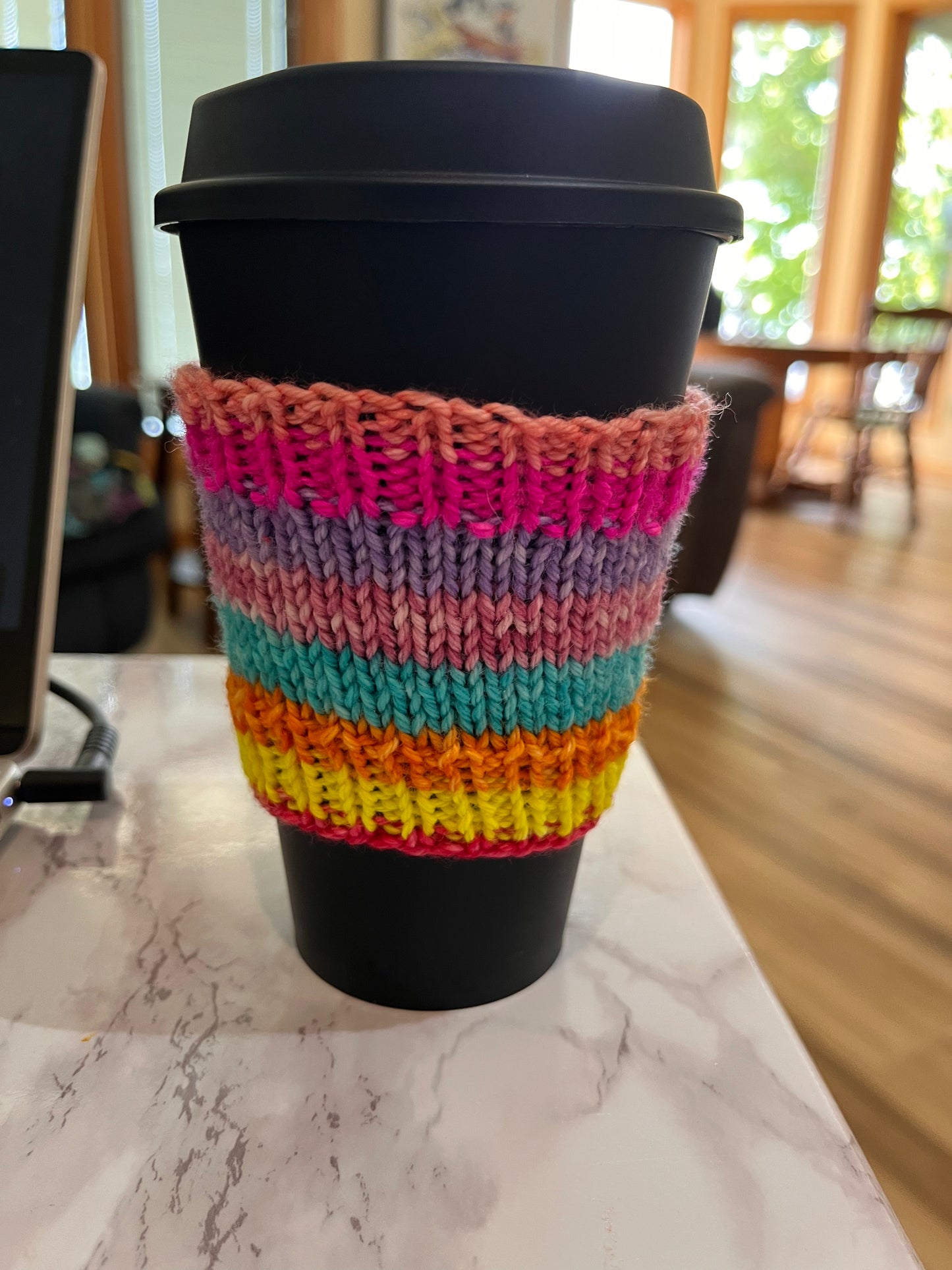 Pink Striped Coffee Cozies