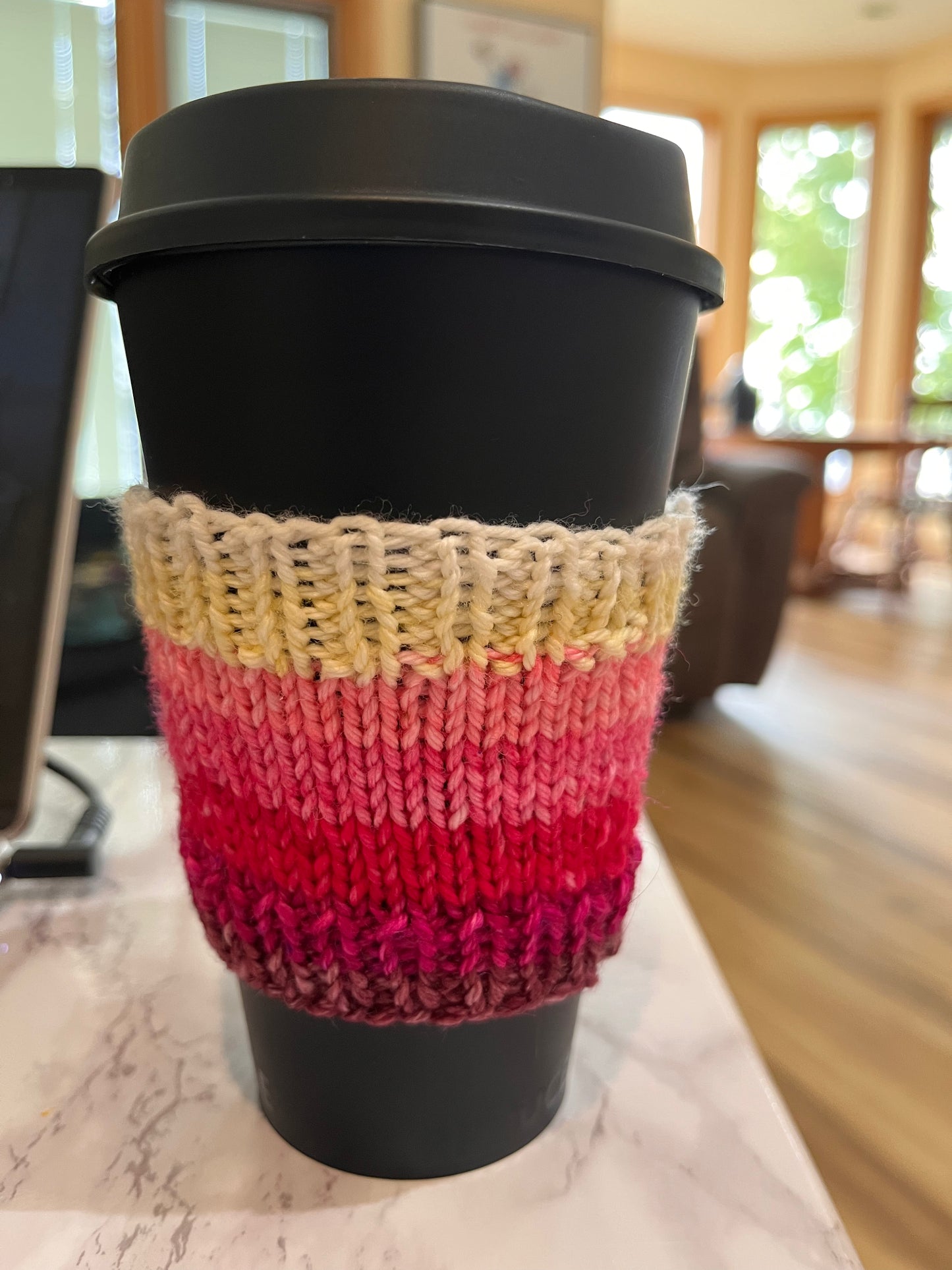 Pink Striped Coffee Cozies