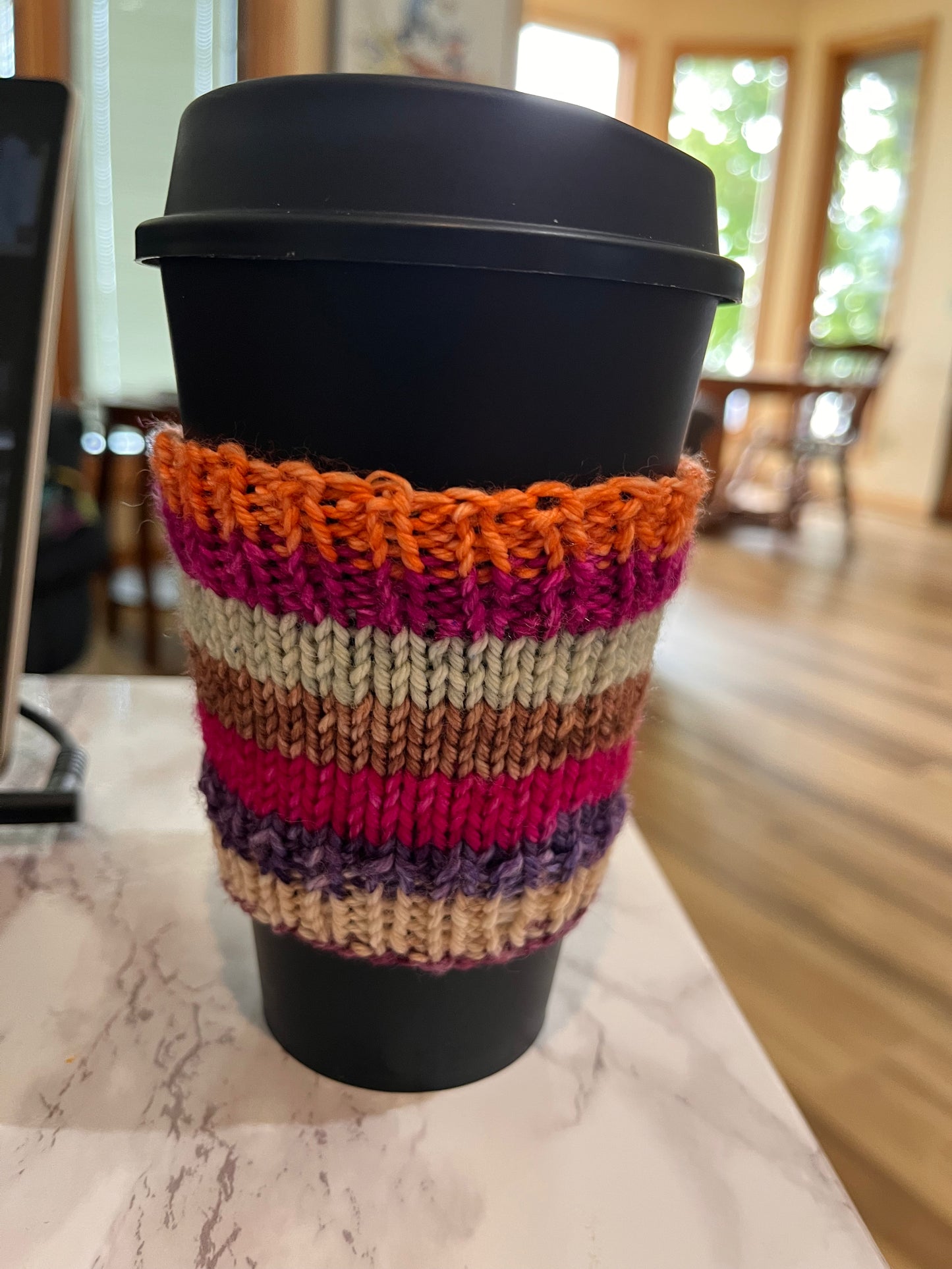 Pink Striped Coffee Cozies