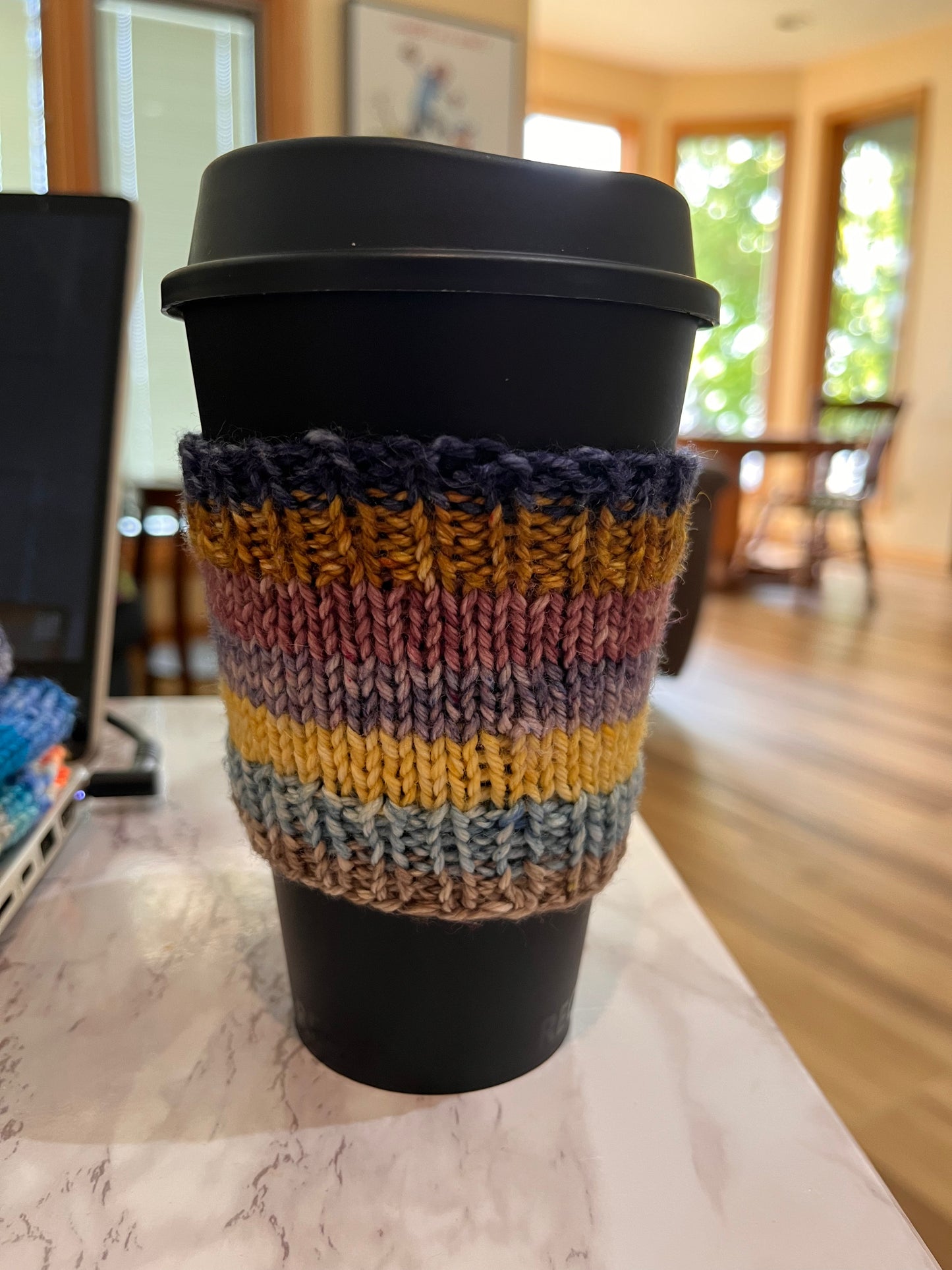 Earthy Striped Coffee Cozies