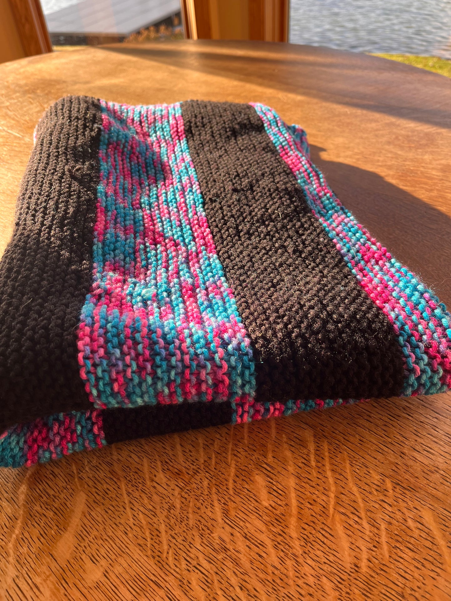 Pink, Blue and Black Throw Blanket
