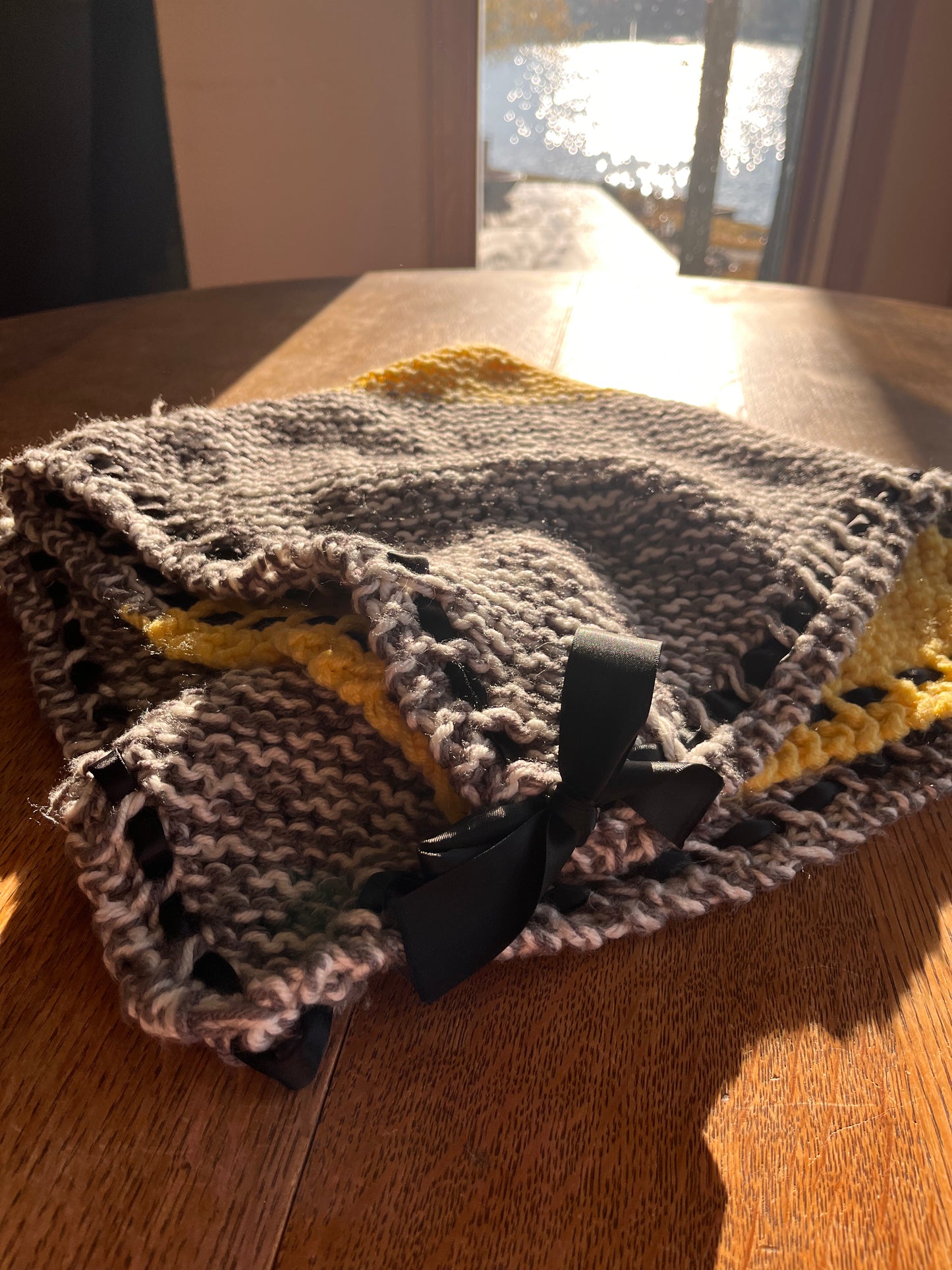 Yellow White and Grey Baby Blanket