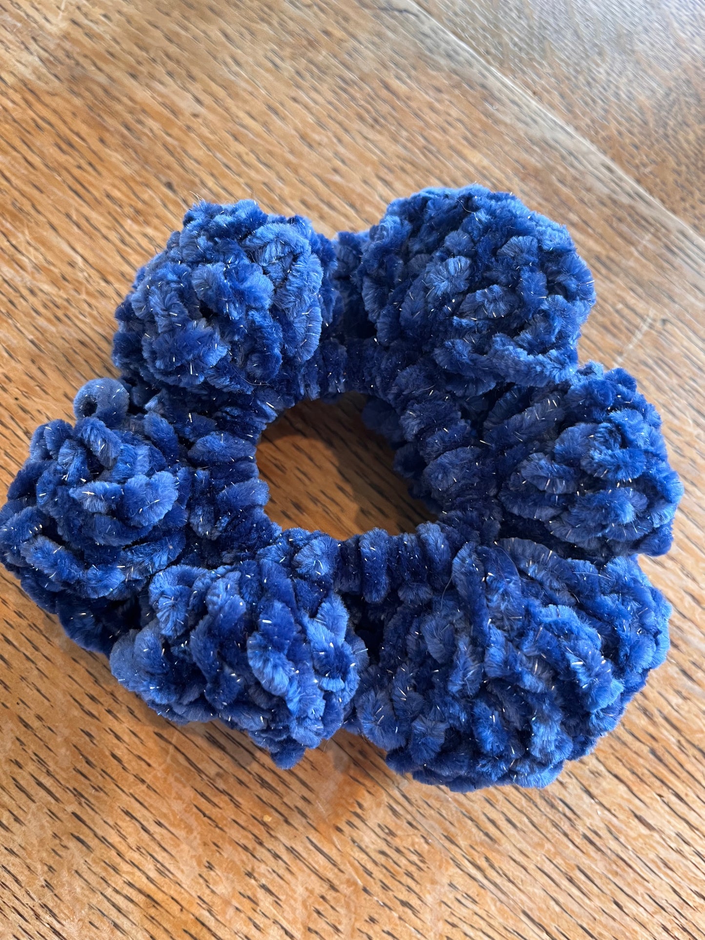 Sparkly Blue Velvet Scrunchies