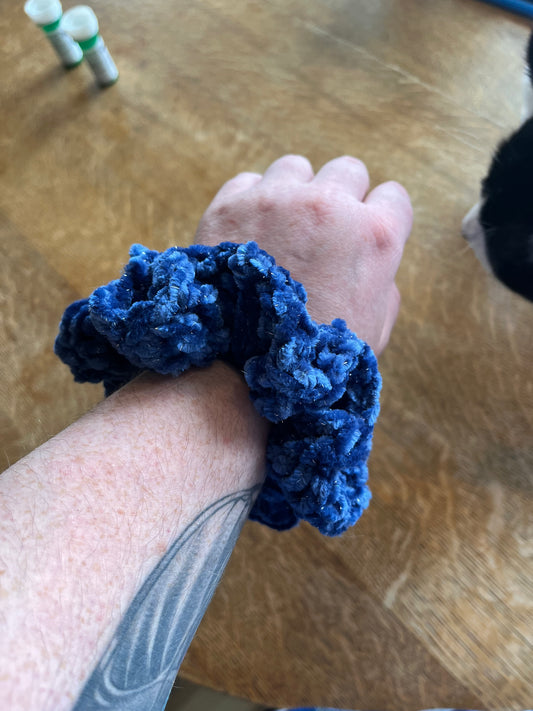 Sparkly Blue Velvet Scrunchies
