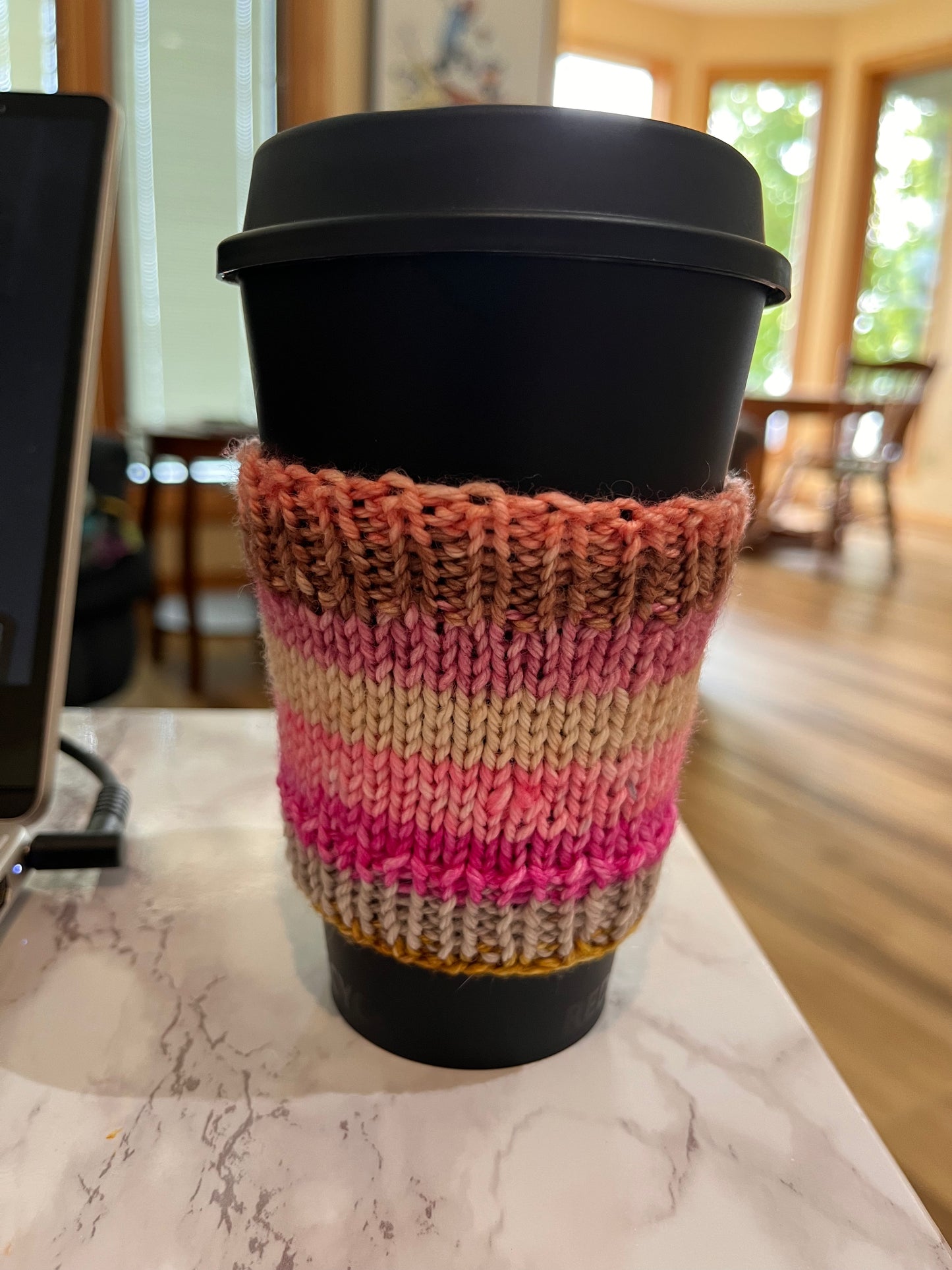 Pink Striped Coffee Cozies