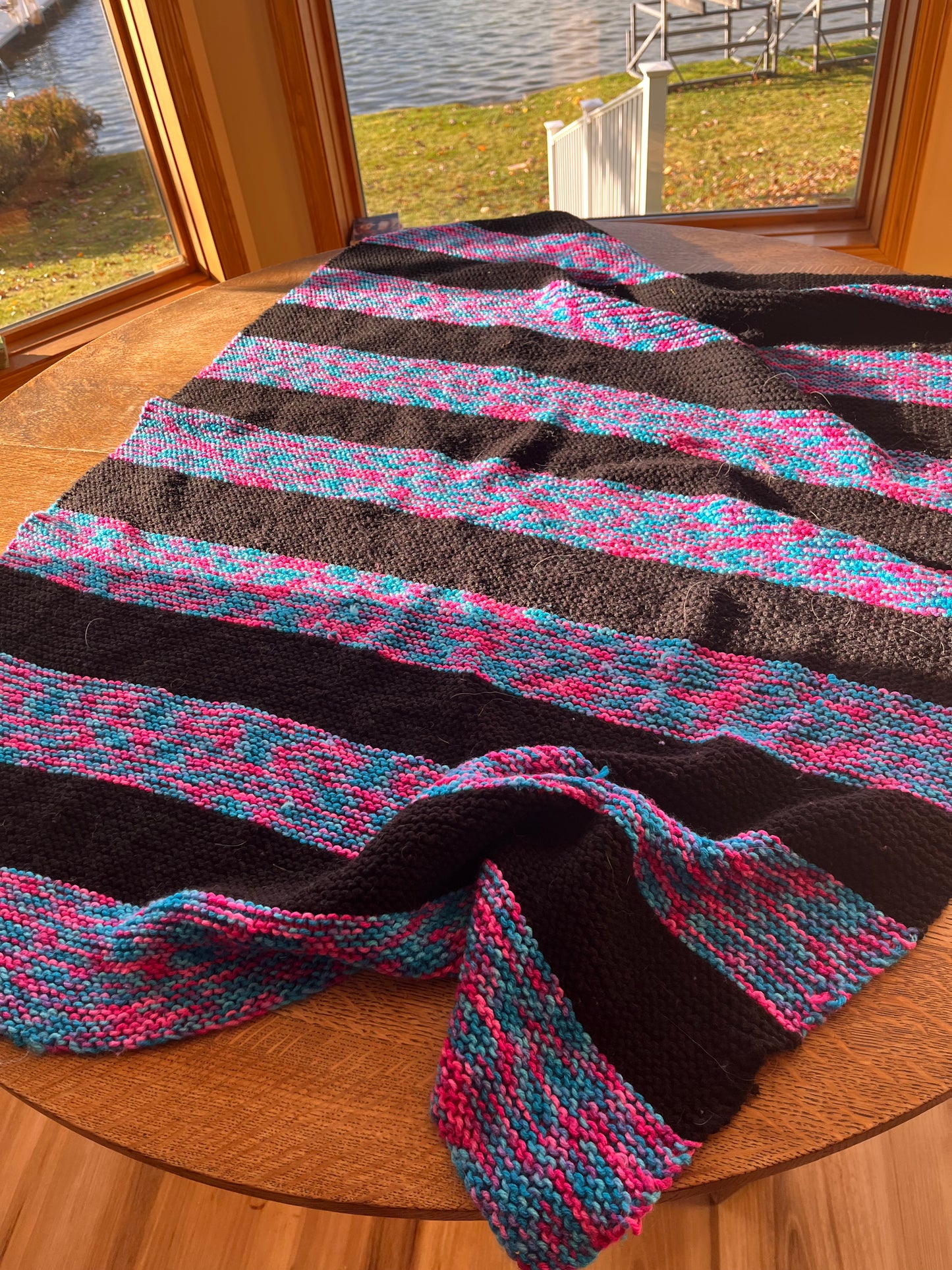 Pink, Blue and Black Throw Blanket
