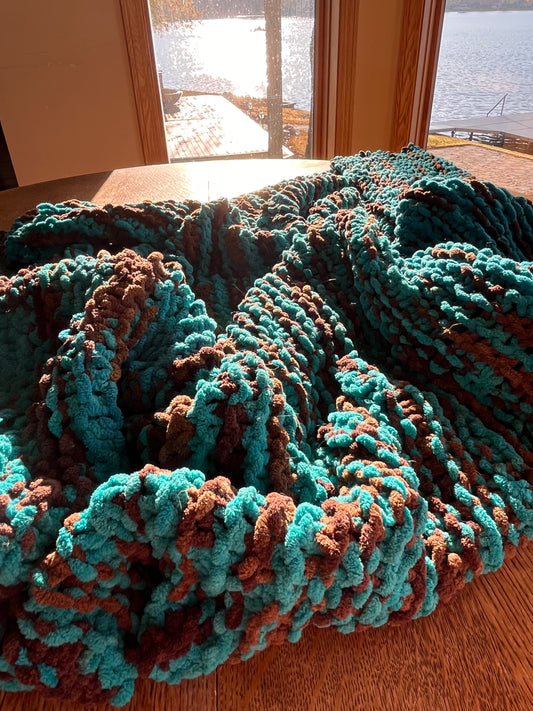 Blue and Brown Throw Blanket