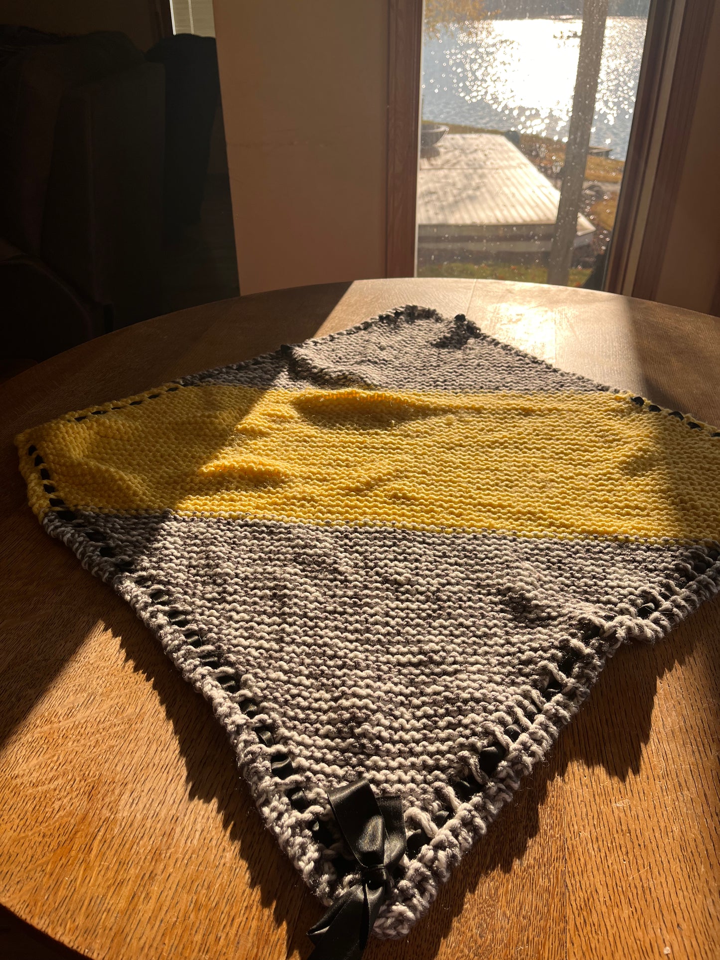 Yellow White and Grey Baby Blanket